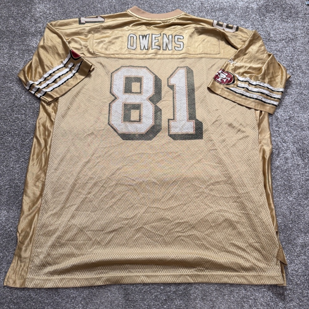 Vintage Terrell Owens #81 Reebok NFL Jersey Mens 2XL Gold San Francisco 49ers
